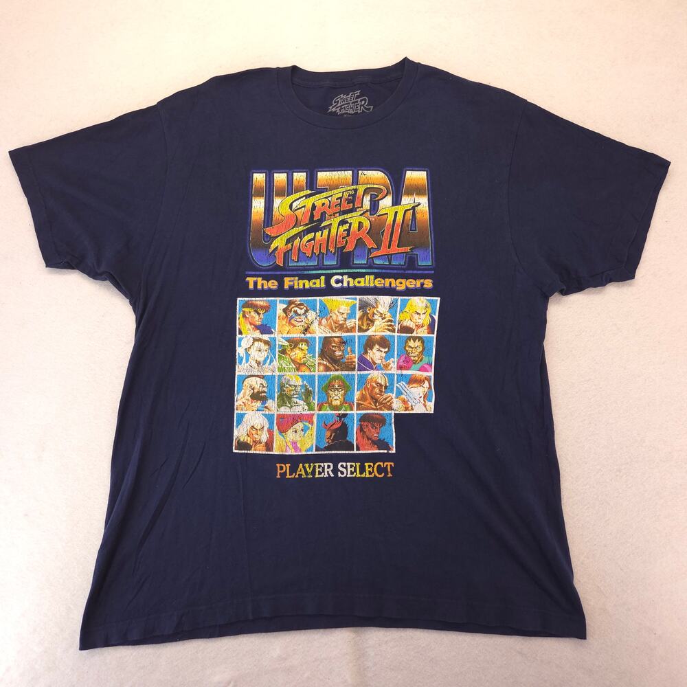 Street Fighter 2 Video Game Crew Neck Short Sleeve T Shirt Mens Size XL Navy - Picture 2 of 9